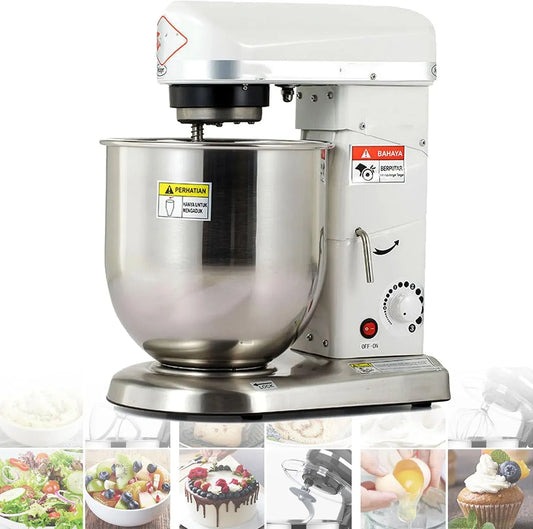 Ciotola in Acciaio Inox, Gancio per impastare e Frusta Inclusi, per Impastatrice planetaria Professionale, Robusta impastatrice elettrica da Cucina