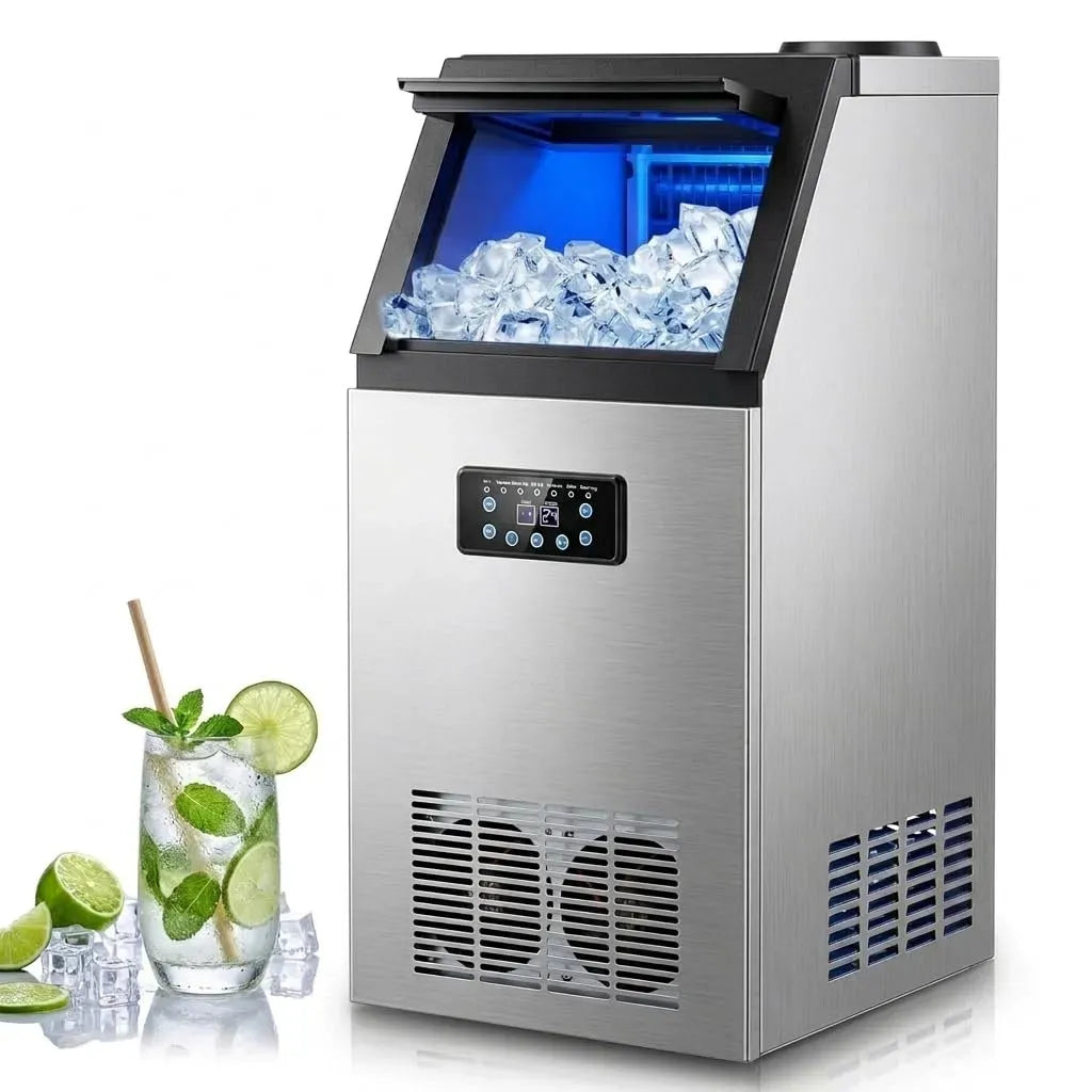 59kg/24h Macchina per Ghiaccio, macchina da caffè elettrica, 480 W, 59 kg, display LCD, professionale, ristoranti, acciaio inox, 36 Pezzi, Wilprep