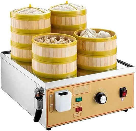 Vaporiera elettrica Professionale per Alimenti al Vapore, Scaldavivande a Quattro Fori con intervallo di Temperatura da 30 a 110 °C e Allarme di