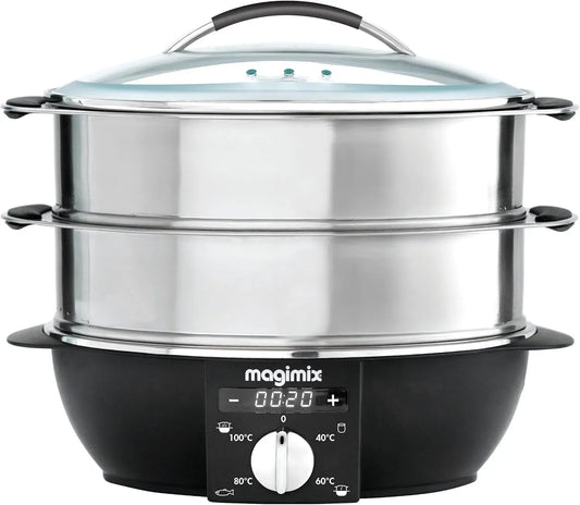 Bollitore elettrico, 12,2 L, 1900 W, 4 programmi, timer, vapore, acciaio inox, magimix Vaporiera multifunzione 12,2 L, Timer Digitale, 5,5 L