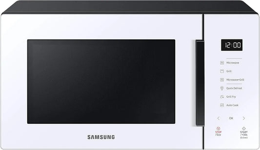 Samsung MG23T5018CW Forno a microonde, 23 L, 800 W, grill, bianco, Grill Fry e Stand by Eco, Ceramica Enamel