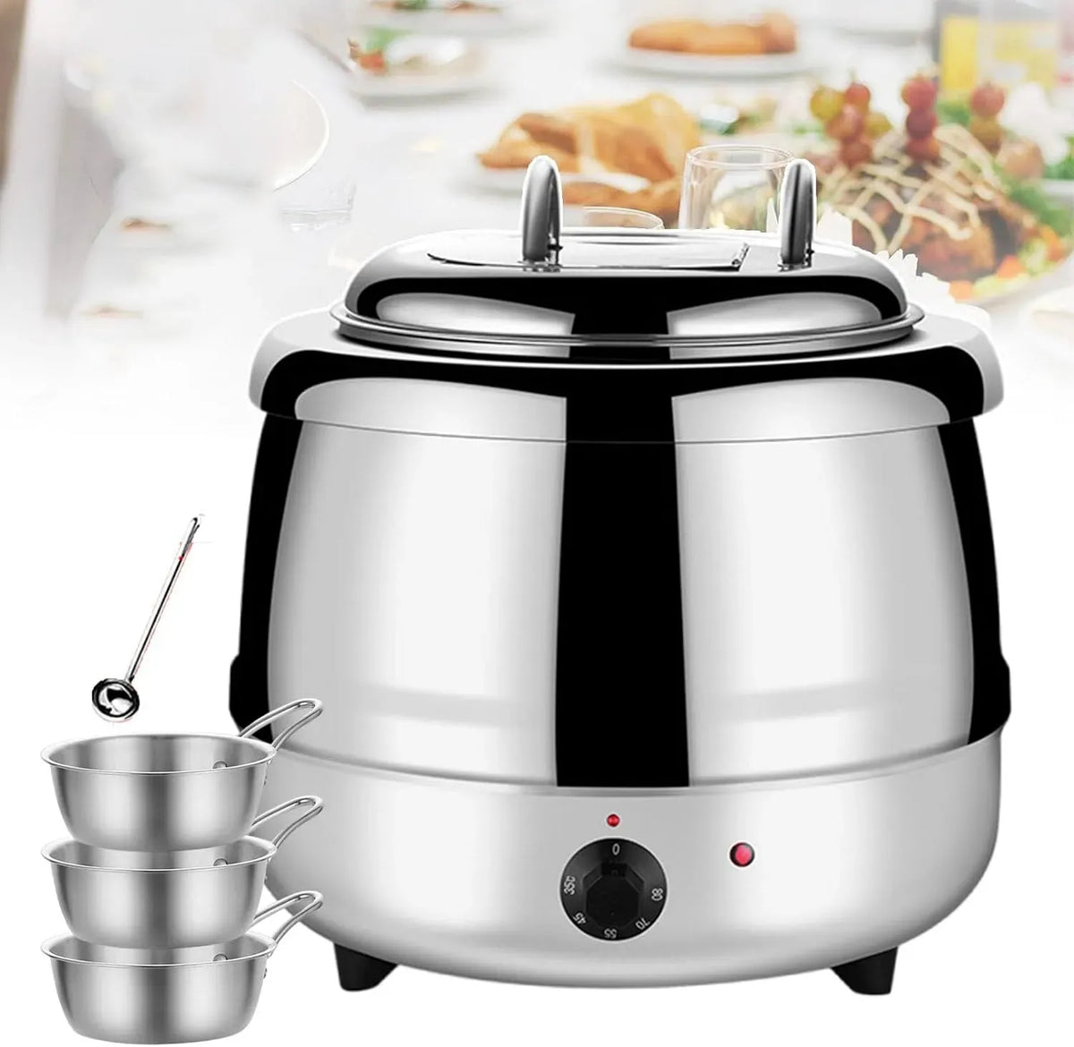 Pentola e padella E 3, 13 L, 35 a 80 °C, professionale, bianco, 1 Cucchiaio da Zuppa Ciotol, Scaldazuppa l ttrico da 1 Litri